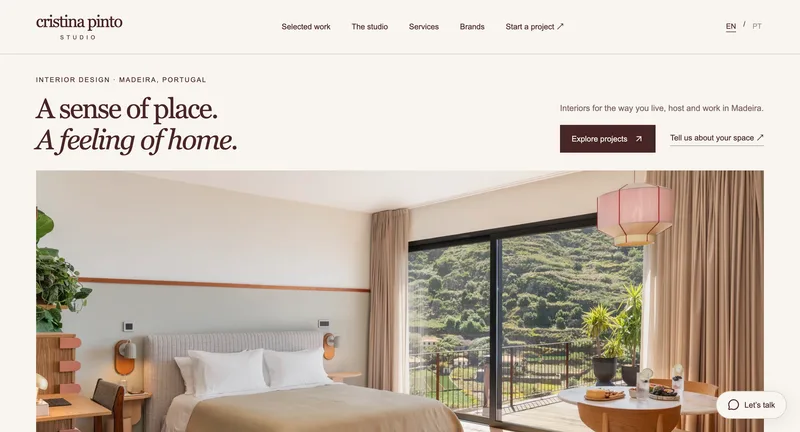 Cristina Pinto Studio website homepage
