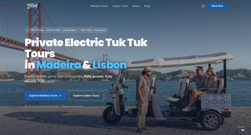 Tukxi website homepage